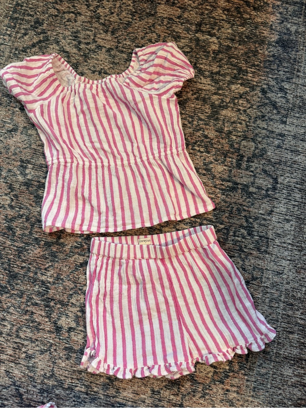 Crewcuts Girls Pink and White Striped Two-Piece Set